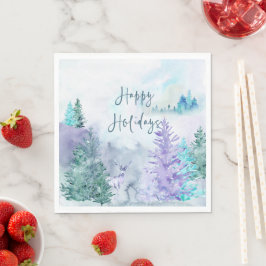Guardanapo De Papel Paisagem de Inverno em Aquarela Boas Festas