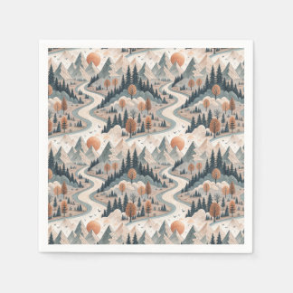 Guardanapo De Papel Paisagem de Rio Montanhoso Arte de Padrão Abstrato
