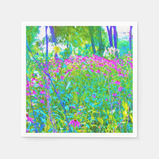 Guardanapo De Papel Paisagem do Jardim Impressionista Azul Aqua (Frente)