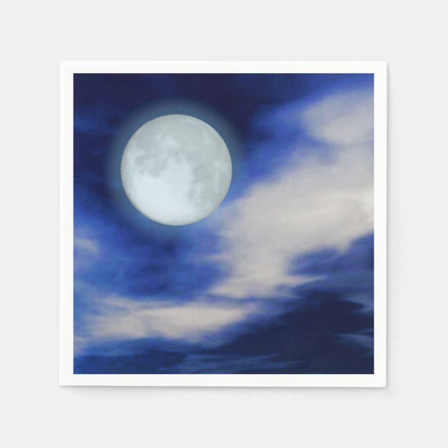 Guardanapo De Papel Paisagem lunar com nuvens iluminadas pela lua (Frente)
