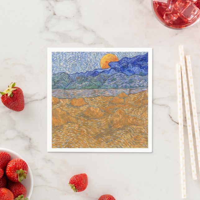 Guardanapo De Papel Paisagem noturna com Lua Ascensão por Van Gogh (Insitu)