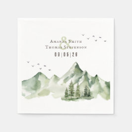 Guardanapo De Papel Paisagem verde-serena Elegante