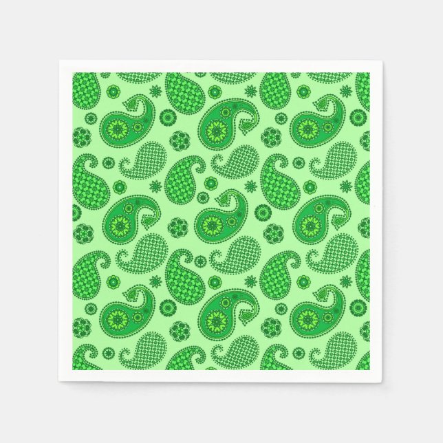 Guardanapo De Papel Paisley Pattern, Limão e Emerald Green (Frente)
