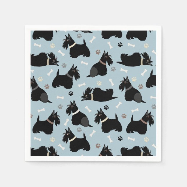 Guardanapo De Papel Palangres Terrier e Ossos Negros (Frente)