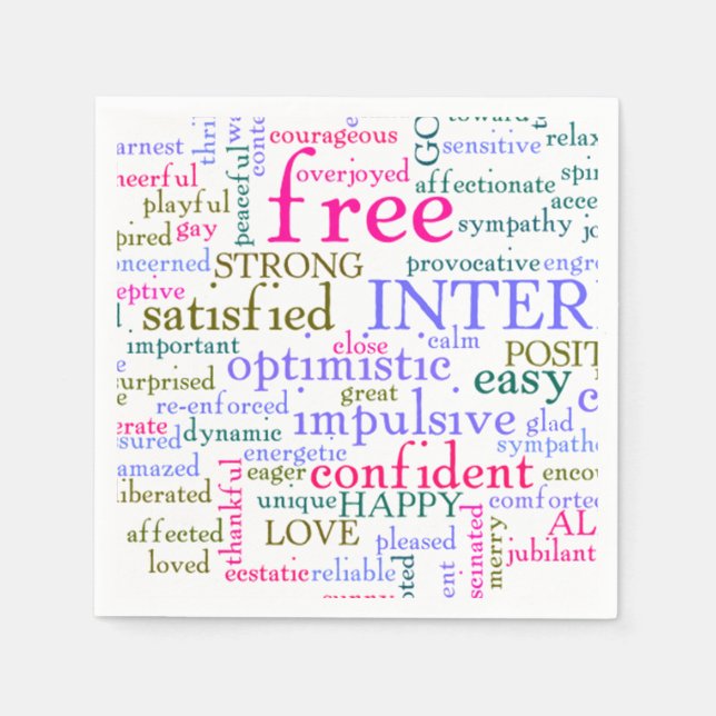 Guardanapo De Papel Palavras animadoras inspiradoras inspiracionais (Frente)