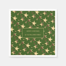 Guardanapo De Papel Palavras de Natal Douradas e verdes, adiciona nome