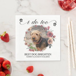 Guardanapo De Papel Pale Roses Frame Dog Photo Wedding