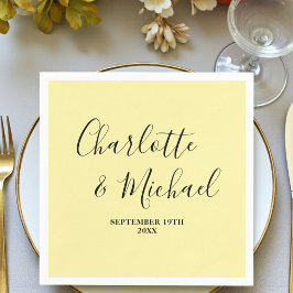 Guardanapo De Papel Pale Yellow Script Minimalist Wedding