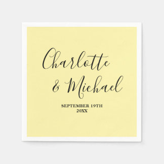 Guardanapo De Papel Pale Yellow Script Minimalist Wedding