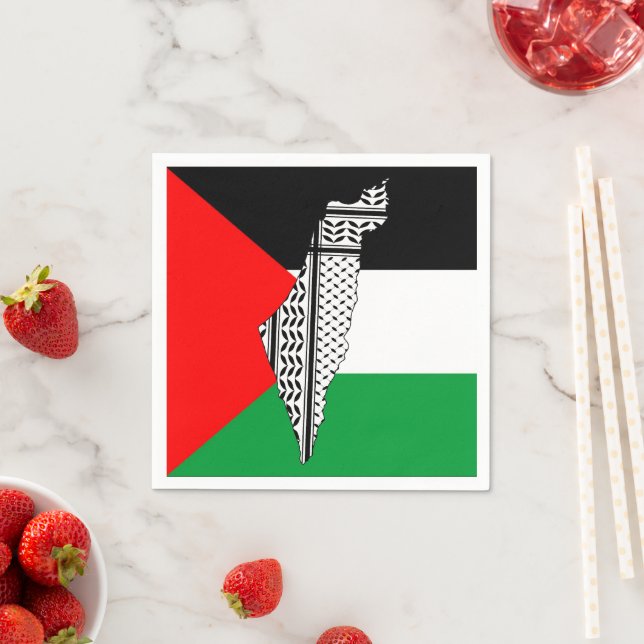 Guardanapo De Papel Palestina - Bandeira e Mapa com Padrão Keffiyeg (Insitu)