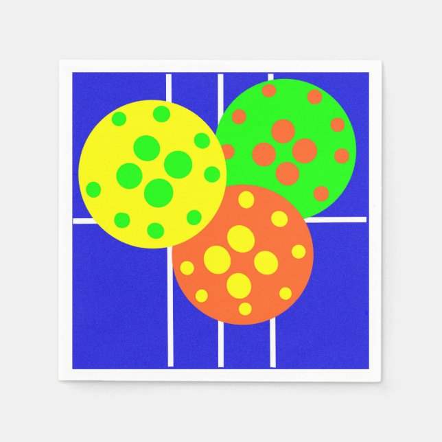 Guardanapo De Papel Palhetas amarelas, laranja e verdes no campo azul (Frente)