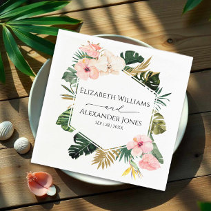 Guardanapo De Papel Palm Deixa Hibiscus Casamento Tropical Napkins