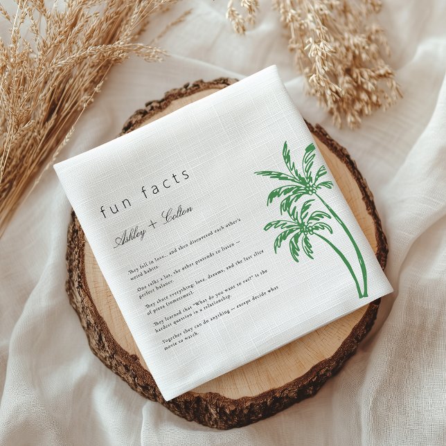 Guardanapo De Papel Palm Tree Fun Facts About The Newlyweds Wedding  (Criador carregado)