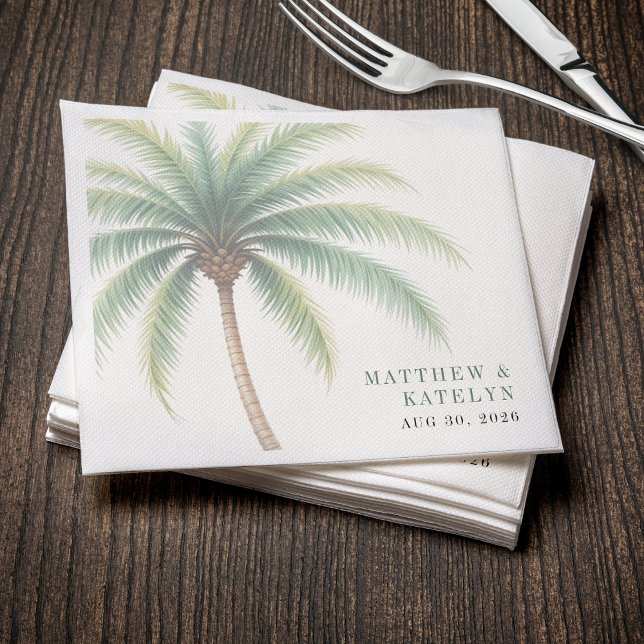 Guardanapo De Papel Palm Tree Island Destination Green Wedding (Palm Tree Island Destination Green Wedding Napkins
)