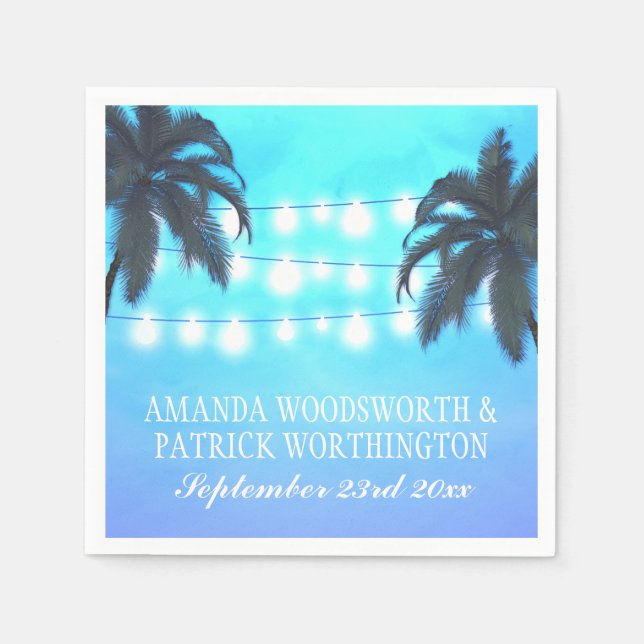 Guardanapo De Papel Palm Tree Lights Watercolor Sky Wedkins (Frente)