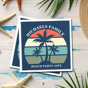 Guardanapo De Papel Palm Tree Sunset Island Custom Blue
