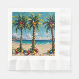 Guardanapo De Papel Palm Tree Tropical Beach Christmas