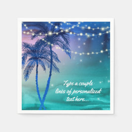 Guardanapo De Papel Palm Trees String de Lights Beach Wedkins