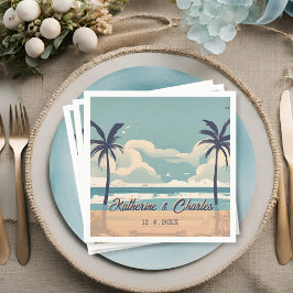 Guardanapo De Papel Palm Tropical Vintage Beach Wedkin
