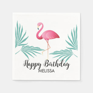 Guardanapo De Papel Palma de Flamingo Rosa Deixa Verde Aniversário