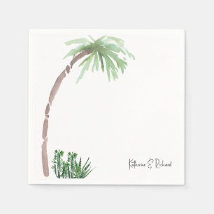 Guardanapo De Papel Palma Tropical Cactus Nomes de Script de Casamento