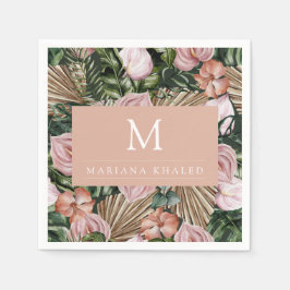 Guardanapo De Papel Palmeira da selva deixa flores da floresta tropica