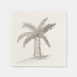 Guardanapo De Papel Palmeira de garrafa desenhada à mão com folhas