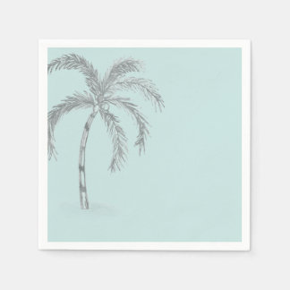 Guardanapo De Papel Palmeira desenhada à mão com folhas preto e branco
