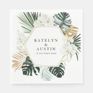 Guardanapo De Papel palmeira tropical deixa verde casamento floral