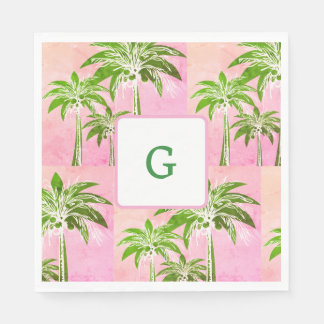 Guardanapo De Papel Palmeira verde rosa Palmeira pré-disquete Monogram