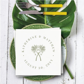 Guardanapo De Papel Palmeiras Atreladas Casamento Tropical Destino