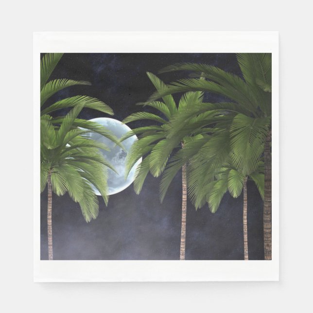 Guardanapo De Papel Palmeiras Contra a Lua (Frente)