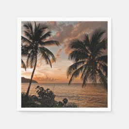 Guardanapo De Papel Palmeiras de praia tropical sunset