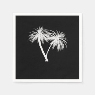 Guardanapo De Papel Palmeiras Tropicais Preto e Branco Casamento Moder