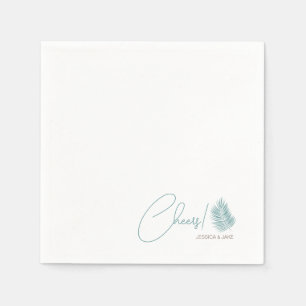 Guardanapo De Papel Palms Aqua ・ Bonito Casamento Costeiro Moderno
