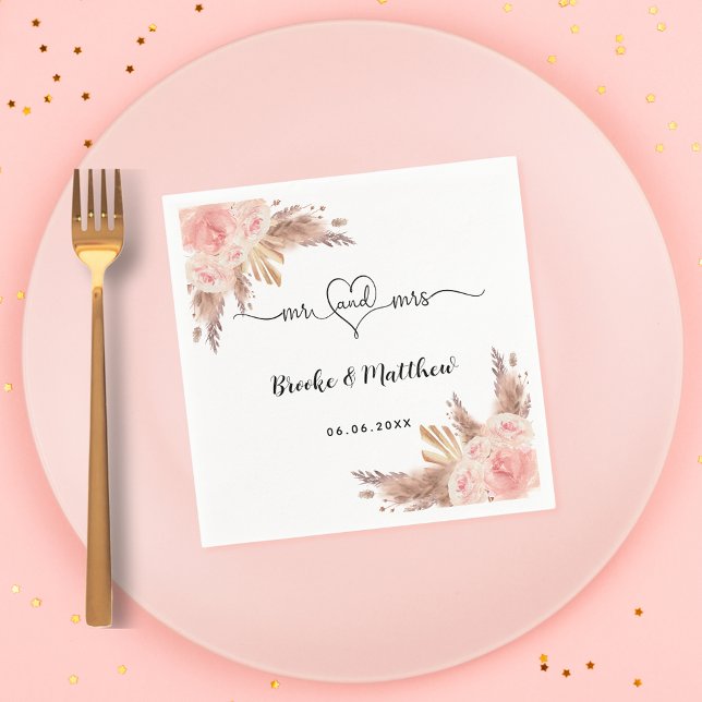 Guardanapo De Papel Pampas flores mr. Heart boho (Criador carregado)