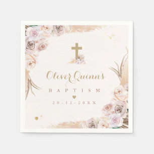 Guardanapo De Papel Pampas Grass Bohemian Baptism Personalizado