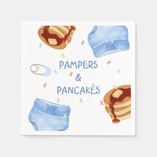 Guardanapo De Papel Pampers azuis e pratos de panquecas