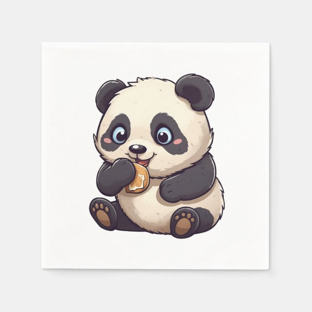 Guardanapo De Papel Panda comendo um biscoito (Frente)