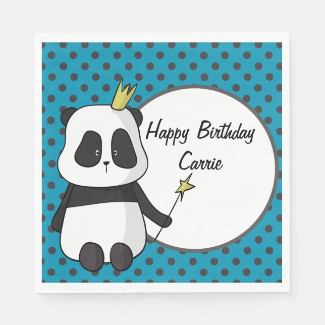 Guardanapo De Papel Panda e Bolinhas Personalizadas (Frente)