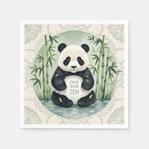 Guardanapo De Papel Panda gordinho grande e fofo sentado em uma pose d