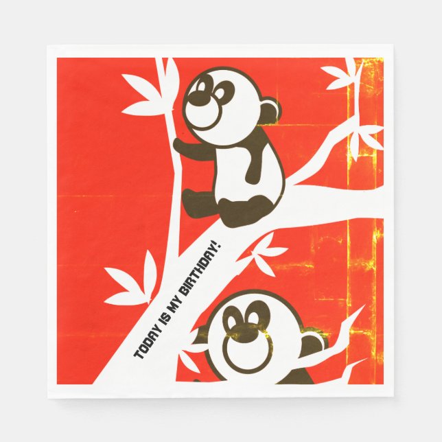Guardanapo De Papel Pandas de Aniversário (Frente)