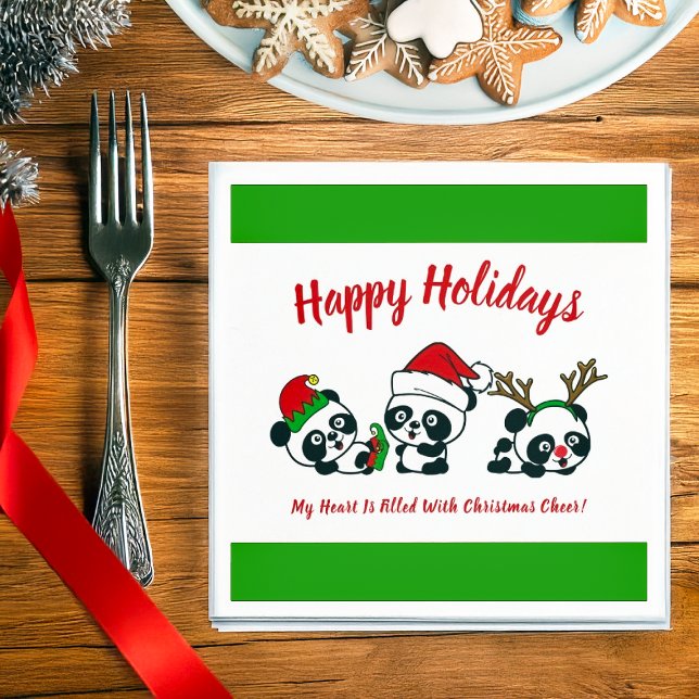 Guardanapo De Papel Pandas de Natal Personalizadas (Criador carregado)