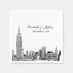 Guardanapo De Papel Panorama de NYC 01 Etchd DIY BG Color Casamento