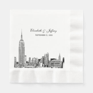 Guardanapo De Papel Panorama de NYC 01 Etchd DIY BG Color Casamento