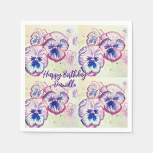 Guardanapo De Papel Pansias Pansíveis Flor Púrpura Rosa