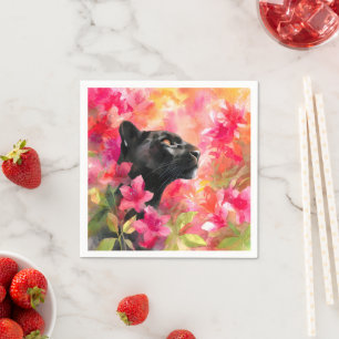 Guardanapo De Papel Pantera Negra Selvagem Floral Selvagem Elegante