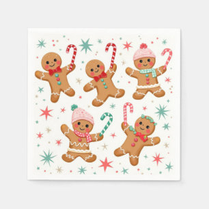 Guardanapo De Papel Pão de Natal Homens Segurando Canas Doces