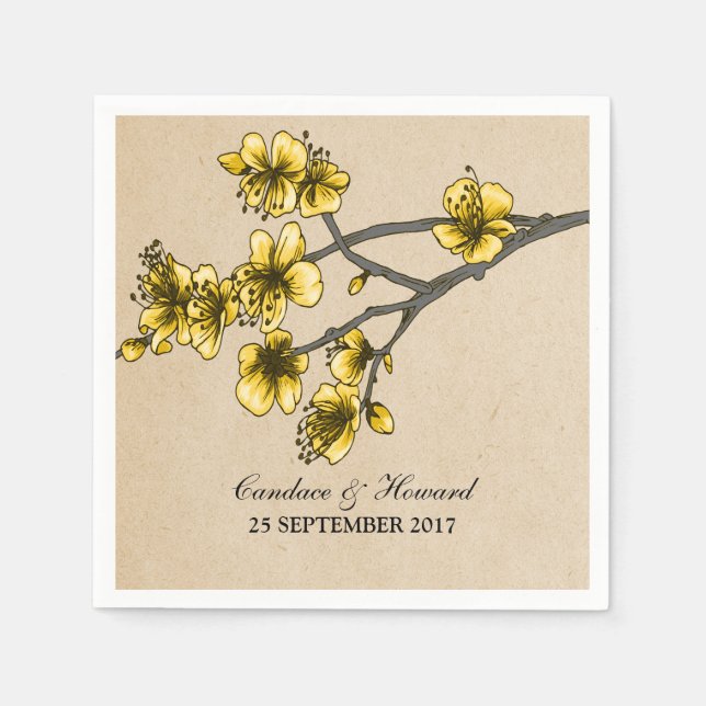 Guardanapo De Papel Papagaio Amarelo de Cereja Brilhante Papel Napkins (Frente)