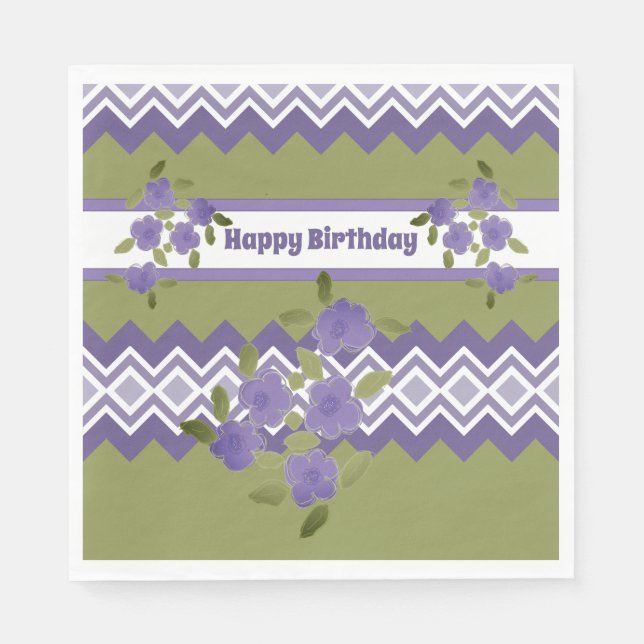 Guardanapo De Papel Papagaio Feliz de Aniversário Roxo (Frente)